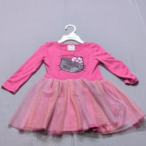 Hello Kitty Pink Sequin Long Sleeve Tutu Dress Toddler Girls Size 2T Sanrio